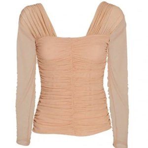 A.L.C. Jackie Tulle Ruched Jersey Top Size M BEAUTIFUL Dusty Coral NWT $295.